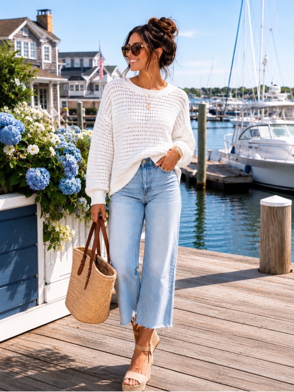 NWT GAP Oversized Crochet Cotton Knit  Crewneck Sweater White Size X-Small - Picture 10 of 10
